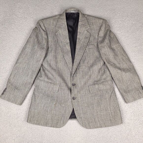 Haggar Imperial Blazer Mens 40L Gray Houndstooth‎ Wool Vintage USA Made - Picture 1 of 16